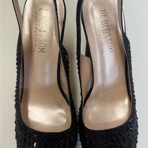 De Blossom Collection Black Sequin Heels